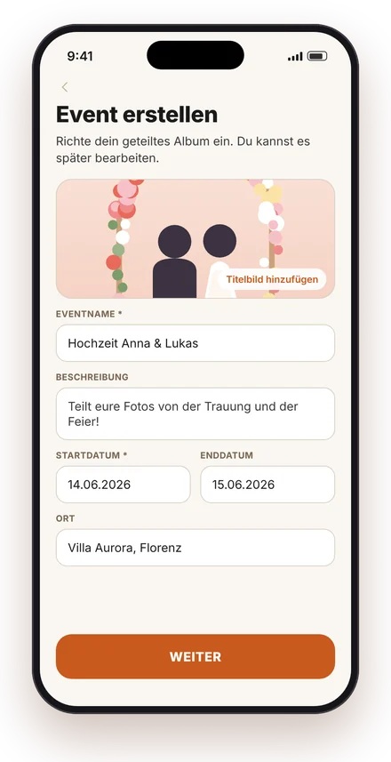 Ein neues Event in der Atimora-App erstellen